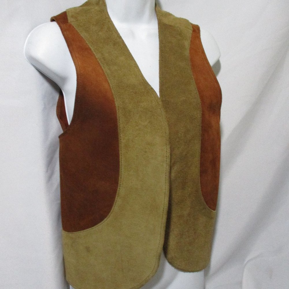 LEATHER Patchwork Suede VEST Sleeveless Jacket Hippie BOHO
